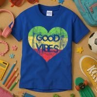 Good Vibes One Love One Heart Rastafari Gift Kids T-Shirt thumb 3