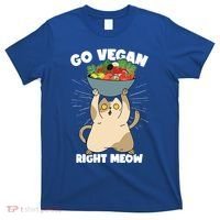 Go Vegan Right Meow Funny Veganism Cat Organic Food Vegan Gift T-Shirt thumb 0