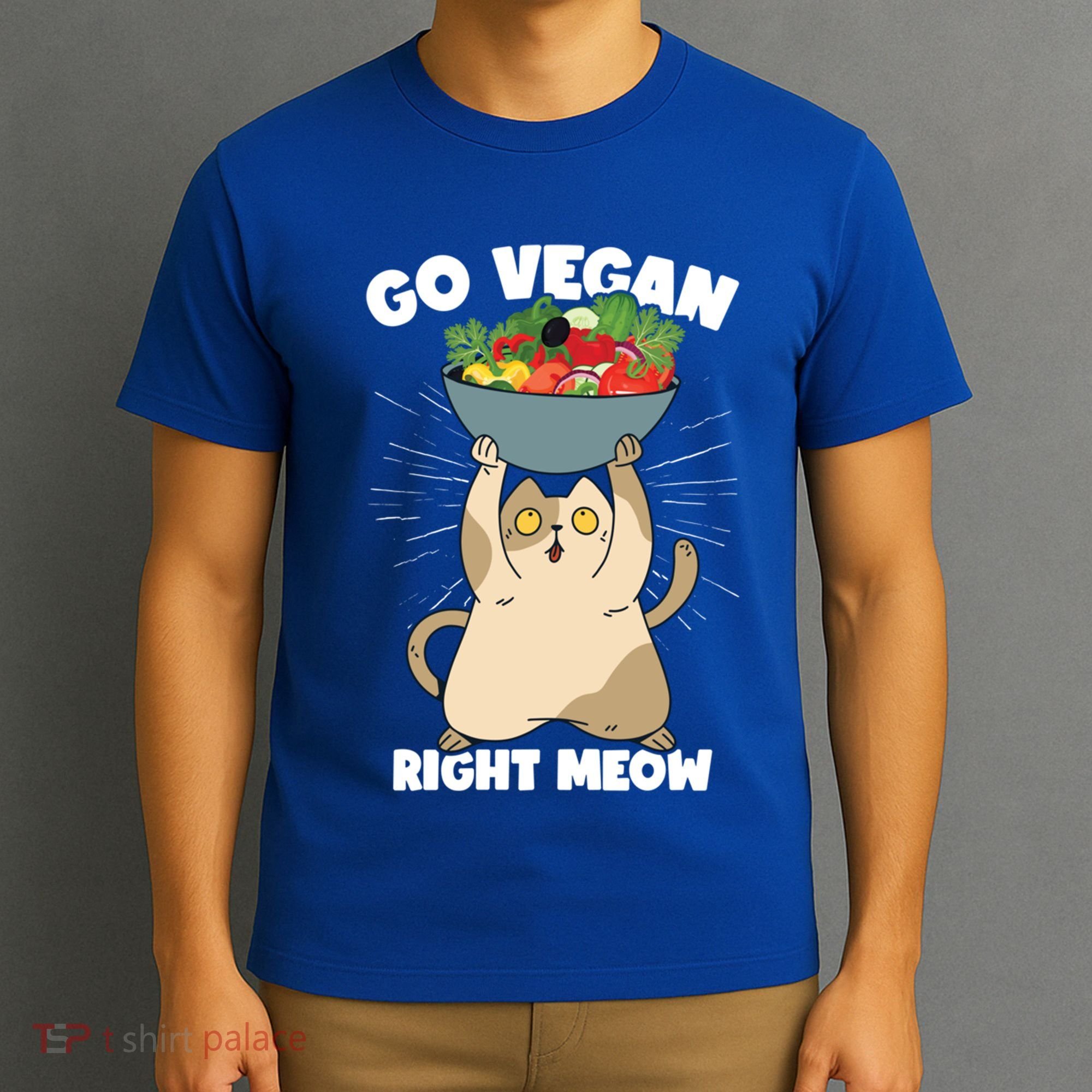 Go Vegan Right Meow Funny Veganism Cat Organic Food Vegan Gift T-Shirt