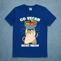 Go Vegan Right Meow Funny Veganism Cat Organic Food Vegan Gift T-Shirt thumb 5