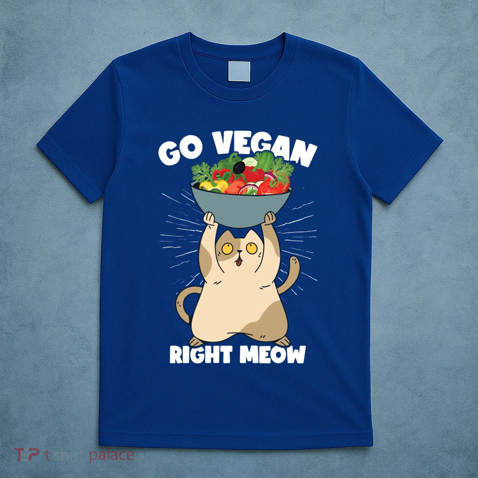 Go Vegan Right Meow Funny Veganism Cat Organic Food Vegan Gift T-Shirt