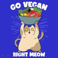 Go Vegan Right Meow Funny Veganism Cat Organic Food Vegan Gift T-Shirt thumb 7