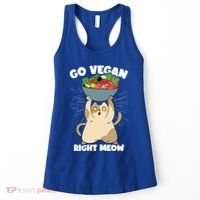 Go Vegan Right Meow Funny Veganism Cat Organic Food Vegan Gift Women's Tank Top thumb 0