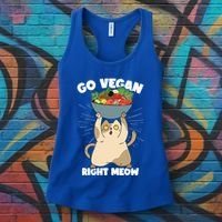 Go Vegan Right Meow Funny Veganism Cat Organic Food Vegan Gift Women's Tank Top thumb 3