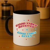 Good Vibes Received Good Vibes Given Retro Coffee Mug thumb 4