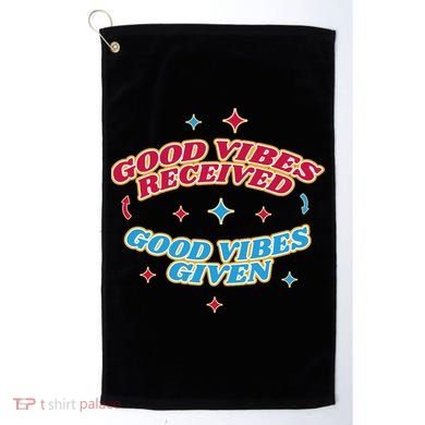 Good Vibes Received Good Vibes Given Retro Golf Towel