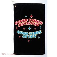 Good Vibes Received Good Vibes Given Retro Golf Towel thumb 0