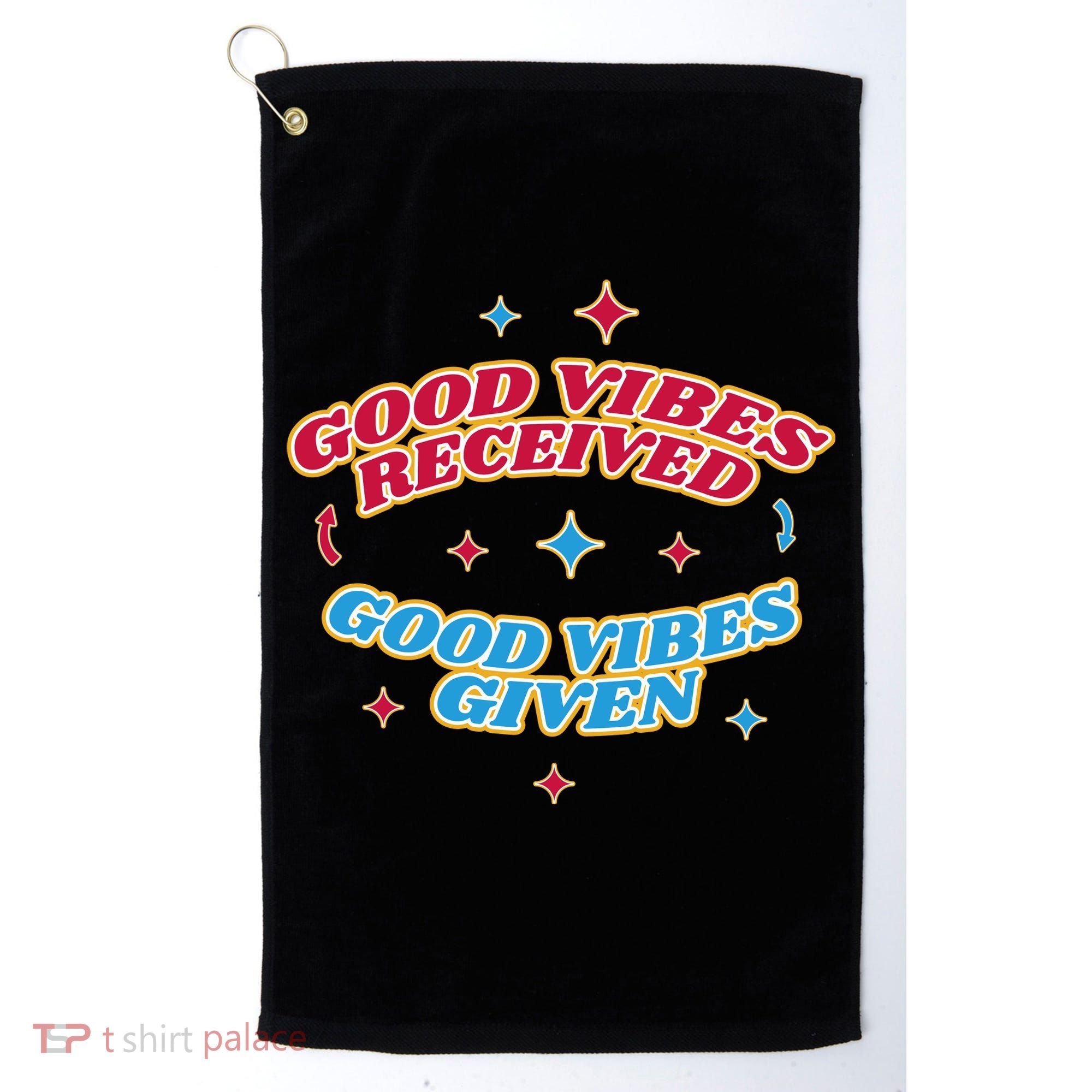Good Vibes Received Good Vibes Given Retro Golf Towel