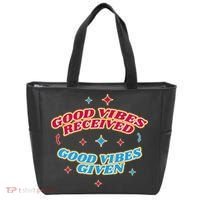 Good Vibes Received Good Vibes Given Retro Tote Bag thumb 0