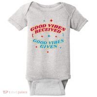 Good Vibes Received Good Vibes Given Retro Baby Bodysuit thumb 0
