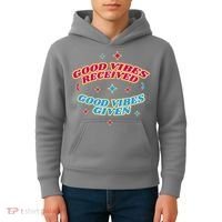 Good Vibes Received Good Vibes Given Retro Kids Hoodie thumb 4