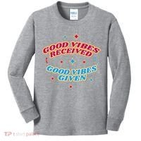 Good Vibes Received Good Vibes Given Retro Kids Long Sleeve Shirt thumb 0
