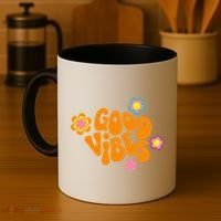 Good Vibes Retro Groovy Flower Coffee Mug thumb 4