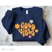 Good Vibes Retro Groovy Flower Sweatshirt thumb 2