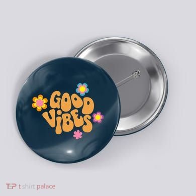 Good Vibes Retro Groovy Flower Button