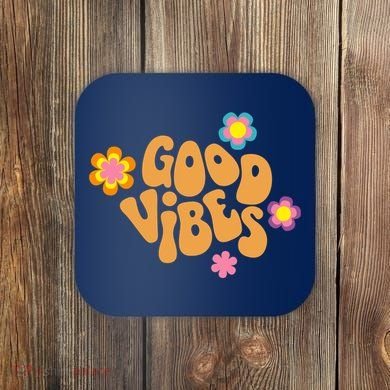 Good Vibes Retro Groovy Flower Coaster