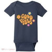 Good Vibes Retro Groovy Flower Baby Bodysuit thumb 0