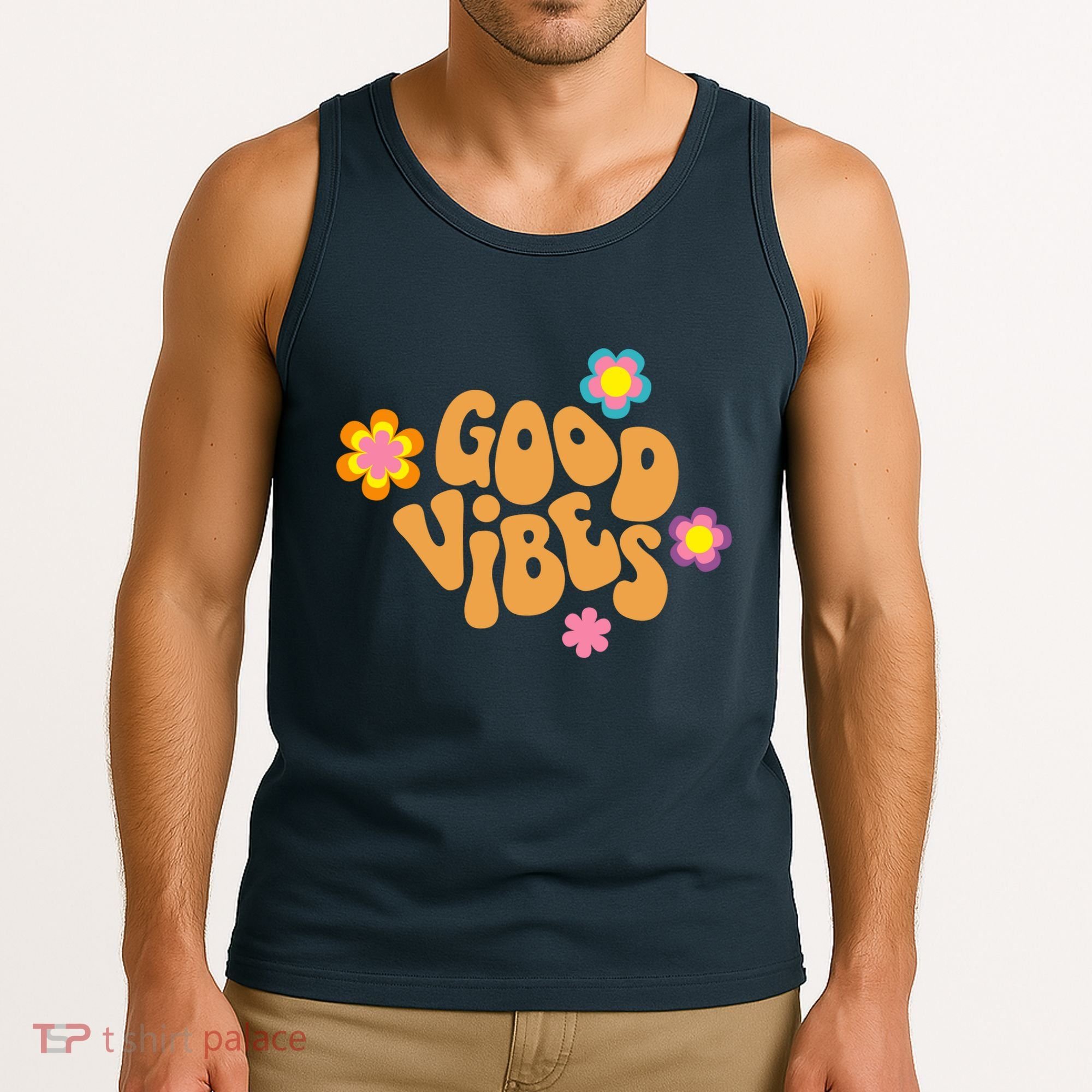 Good Vibes Retro Groovy Flower Tank Top