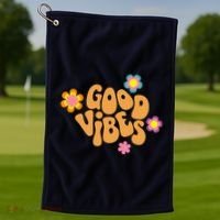 Good Vibes Retro Groovy Flower Golf Towel thumb 1