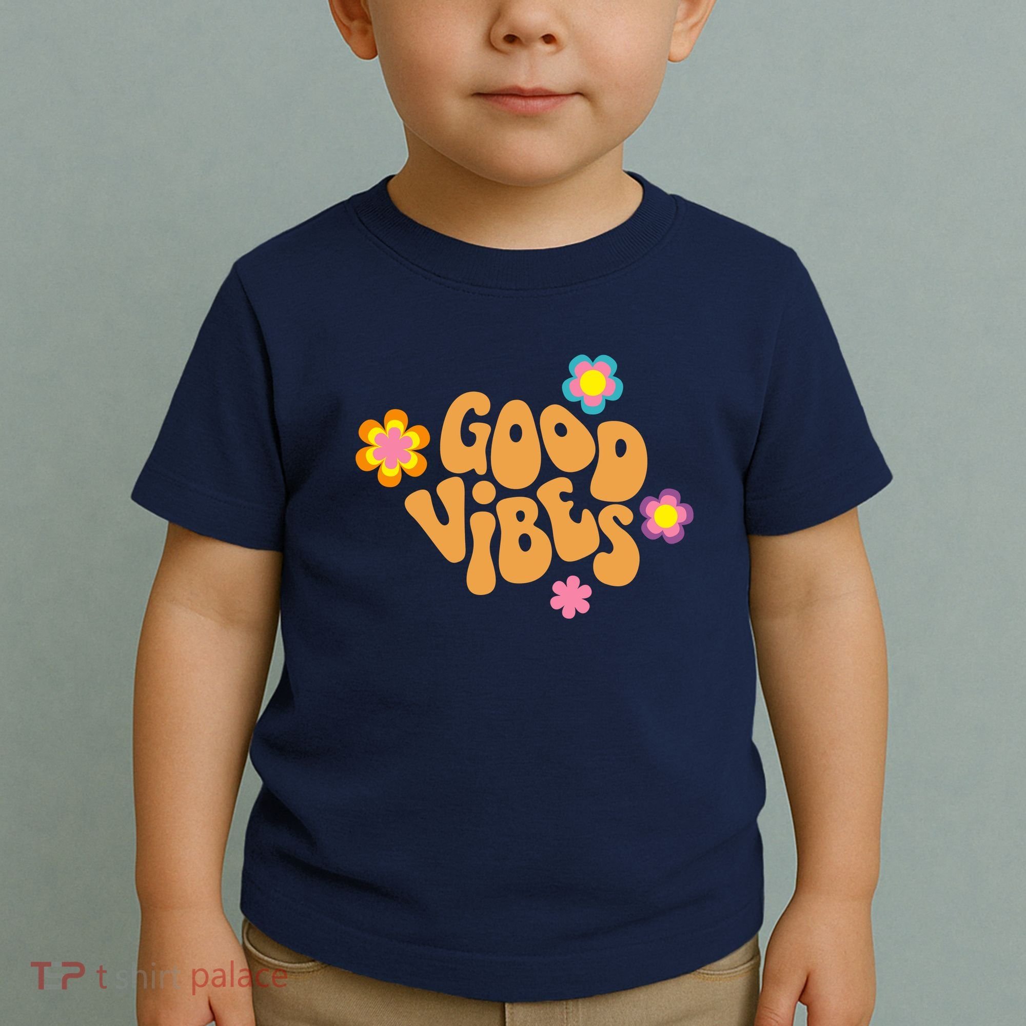 Good Vibes Retro Groovy Flower Toddler T-Shirt