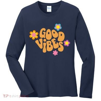 Good Vibes Retro Groovy Flower Women's Long Sleeve Shirt