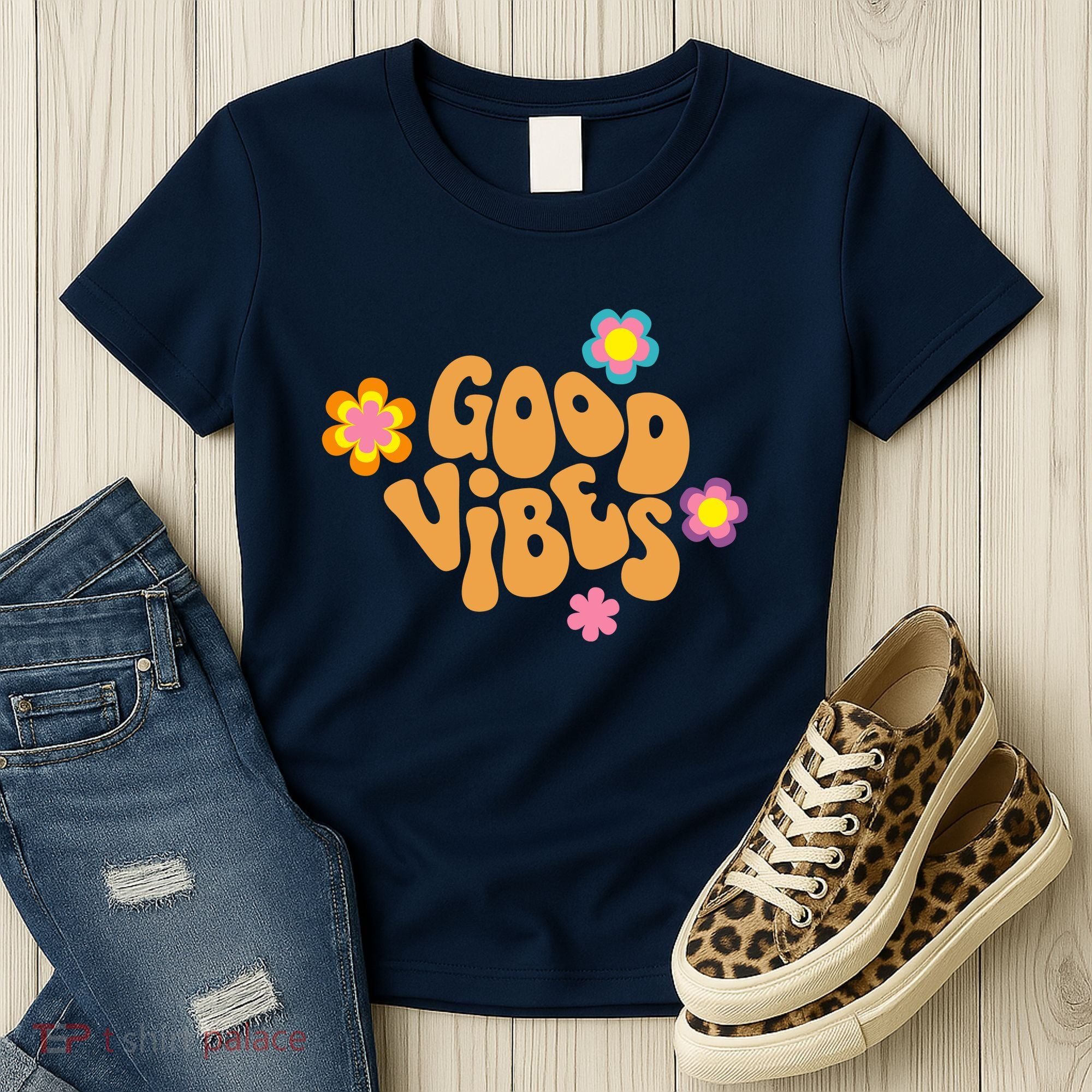 Good Vibes Retro Groovy Flower Women's T-Shirt