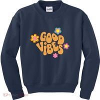 Good Vibes Retro Groovy Flower Kids Sweatshirt thumb 0