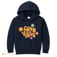 Good Vibes Retro Groovy Flower Kids Hoodie thumb 0