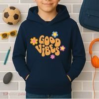 Good Vibes Retro Groovy Flower Kids Hoodie thumb 2
