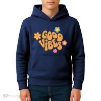 Good Vibes Retro Groovy Flower Kids Hoodie thumb 4