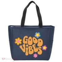 Good Vibes Retro Groovy Flower Tote Bag thumb 0