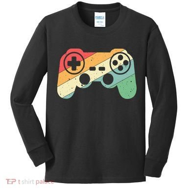 Gamer Vintage Retro Video Game Controller Gaming Kids Long Sleeve Shirt