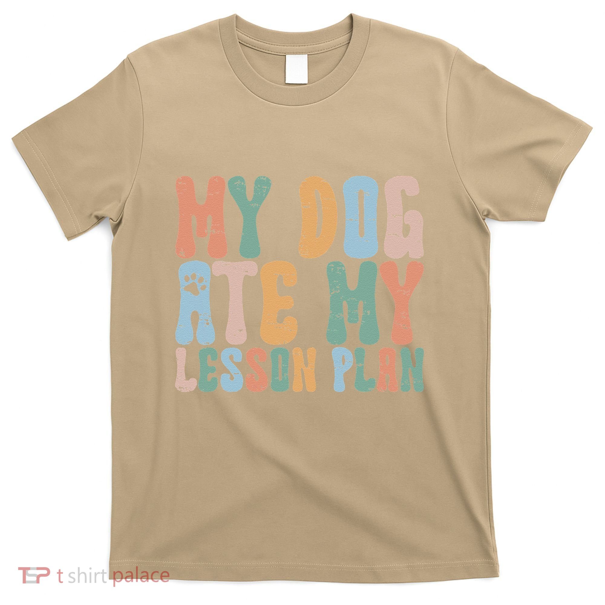 Groovy Vintage Retro My Dog Ate My Lesson Plan Funny Dogs T-Shirt