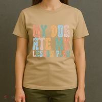 Groovy Vintage Retro My Dog Ate My Lesson Plan Funny Dogs T-Shirt thumb 4