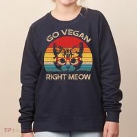 Go Vegan Right Meow Funny Cat Vegan Women's Sweatshirt thumb 0