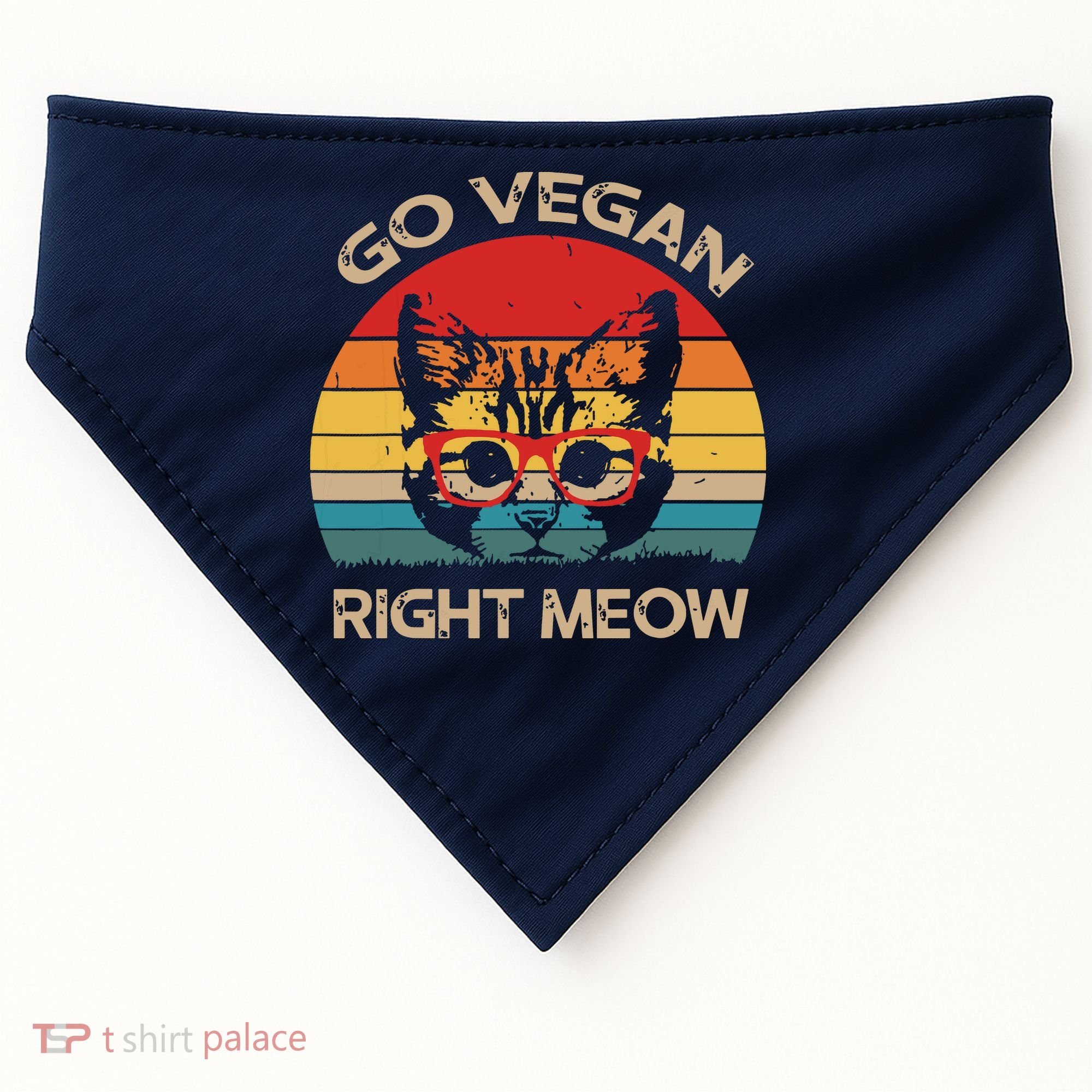 Go Vegan Right Meow Funny Cat Vegan USA-Made Doggie Bandana