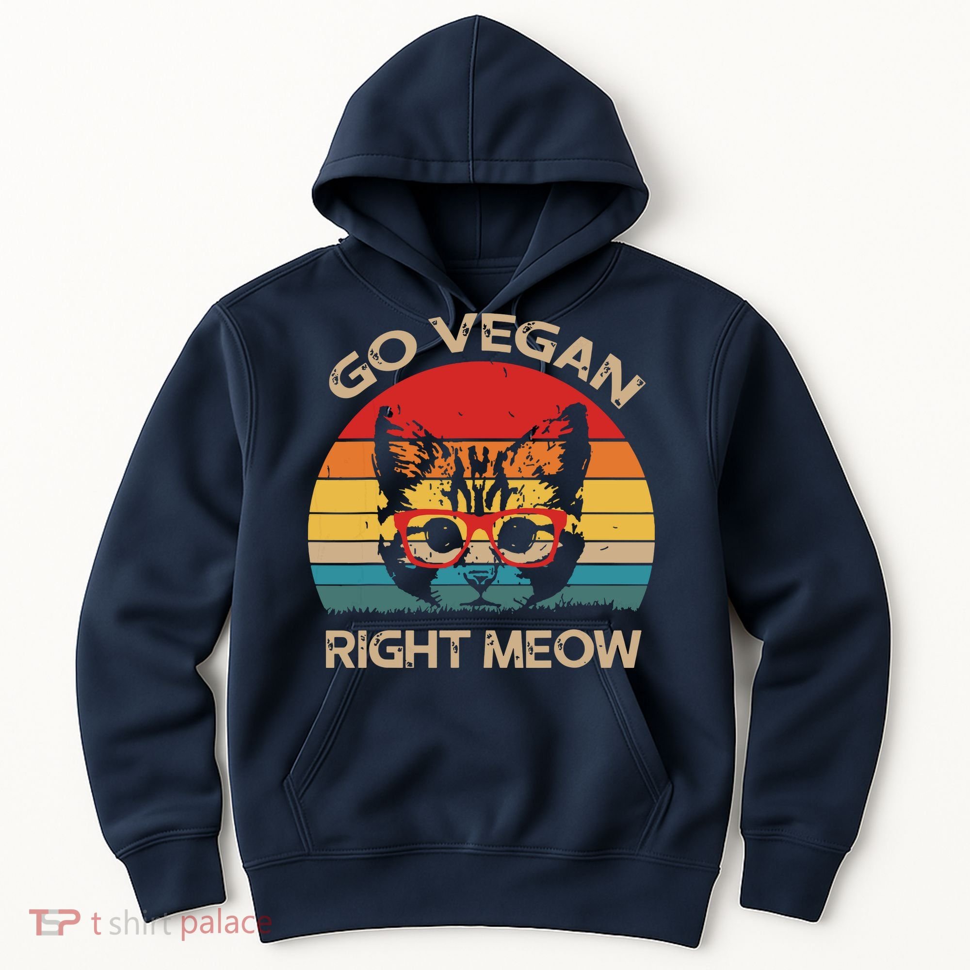 Go Vegan Right Meow Funny Cat Vegan Hoodie