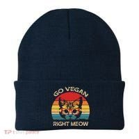 Go Vegan Right Meow Funny Cat Vegan Beanie thumb 0