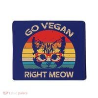Go Vegan Right Meow Funny Cat Vegan Mousepad thumb 0