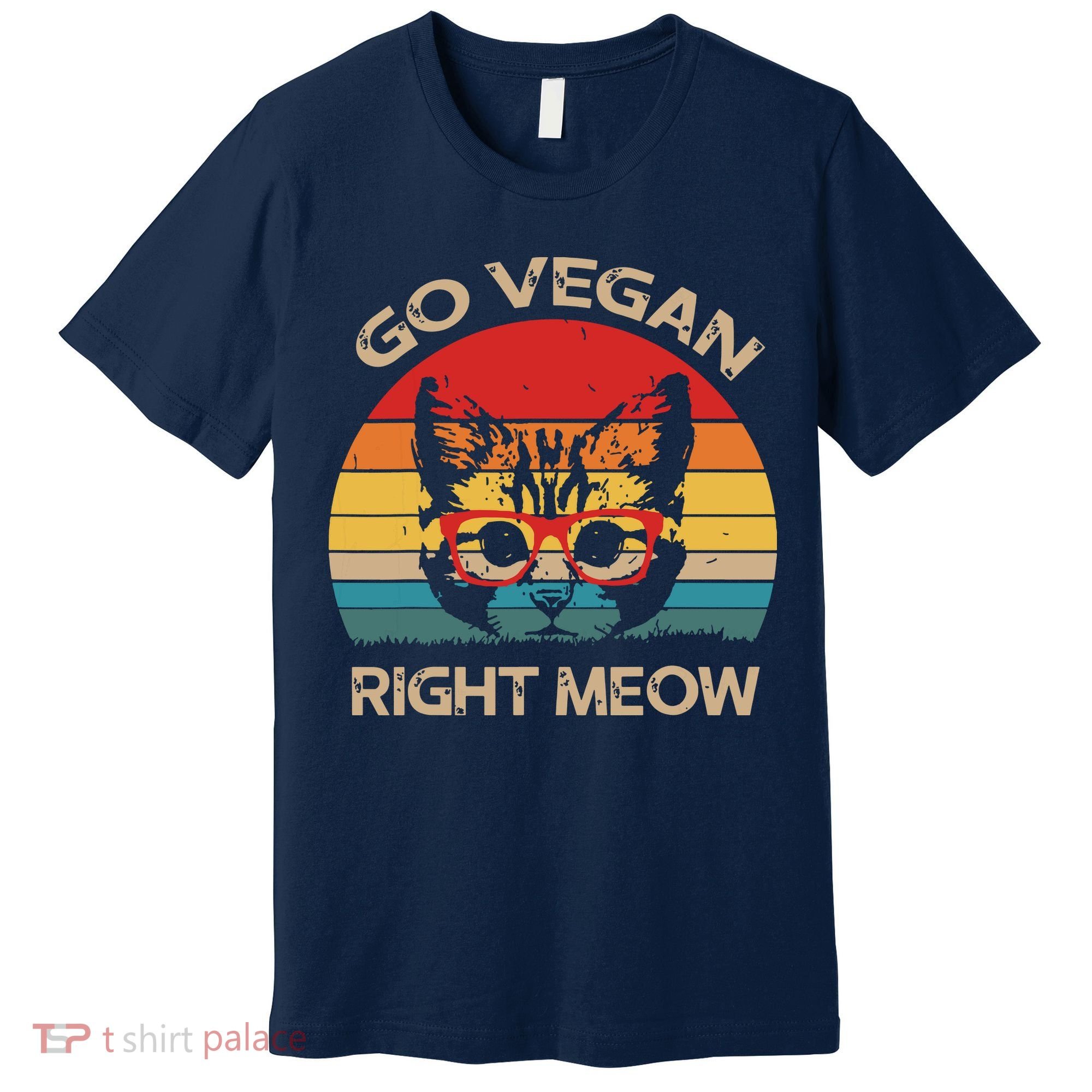 Go Vegan Right Meow Funny Cat Vegan Premium T-Shirt
