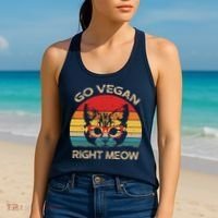 Go Vegan Right Meow Funny Cat Vegan Women's Tank Top thumb 2