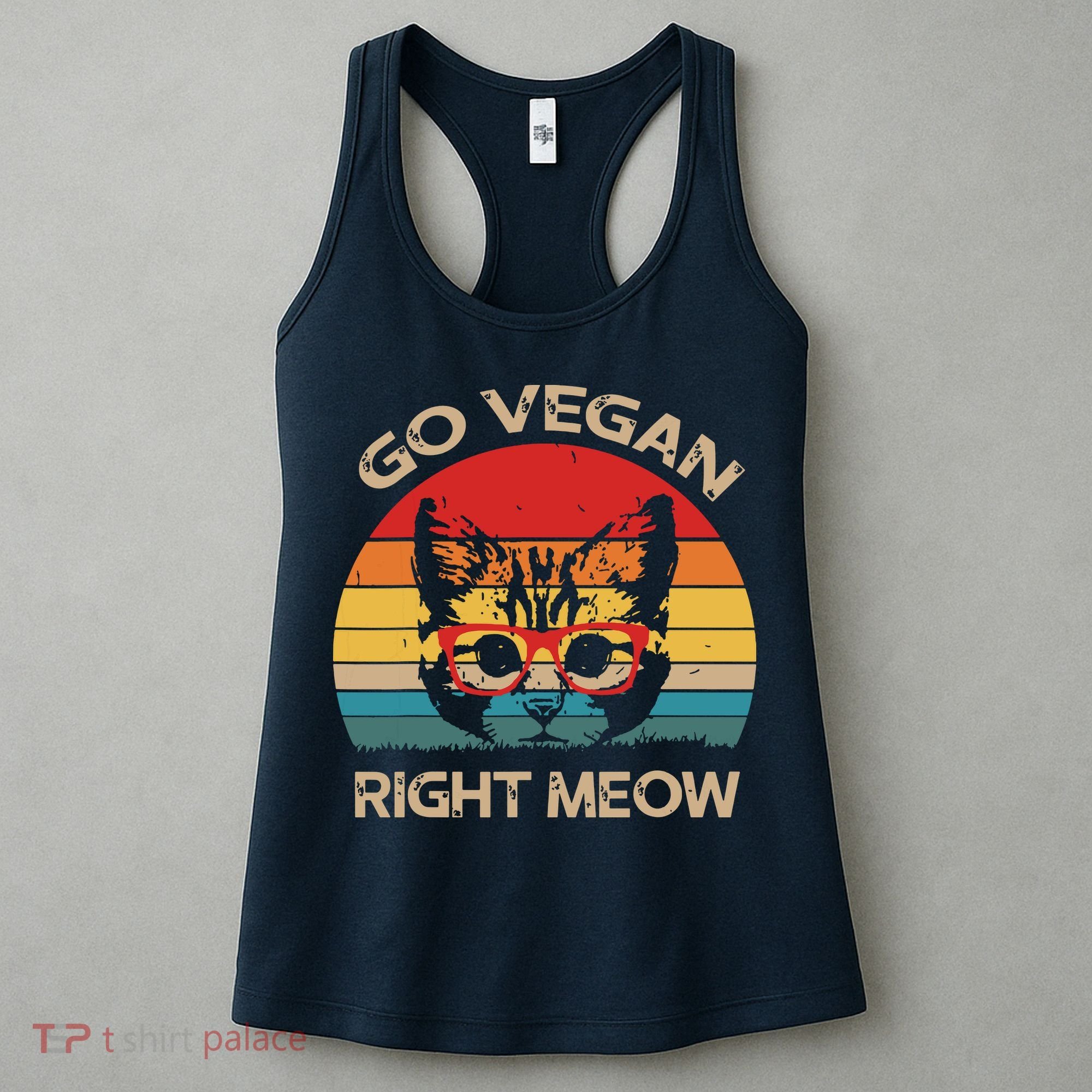 Go Vegan Right Meow Funny Cat Vegan Women's Tank Top