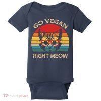Go Vegan Right Meow Funny Cat Vegan Baby Bodysuit thumb 0