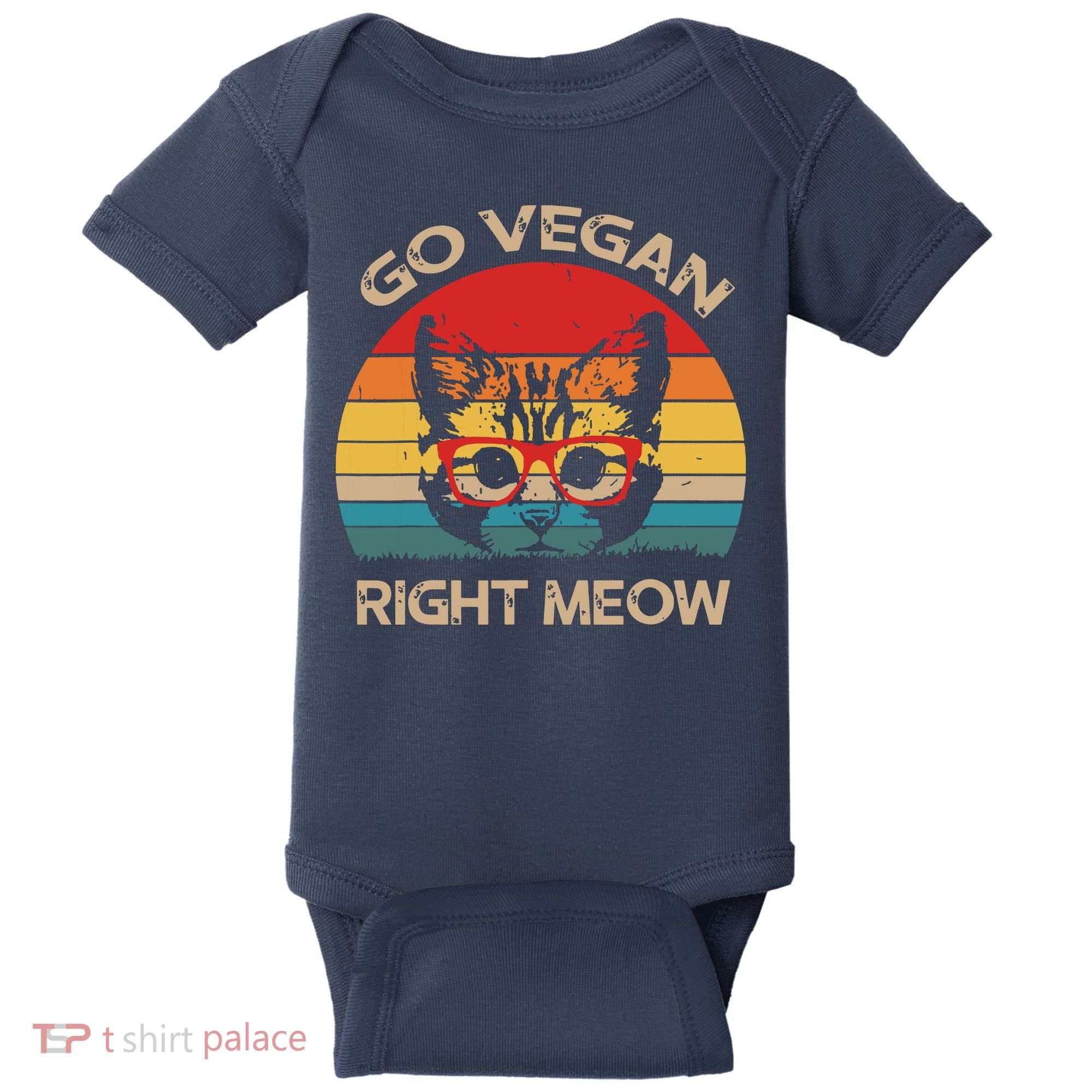 Go Vegan Right Meow Funny Cat Vegan Baby Bodysuit