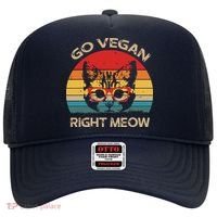 Go Vegan Right Meow Funny Cat Vegan Hat thumb 0