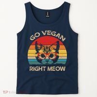 Go Vegan Right Meow Funny Cat Vegan Tank Top thumb 2