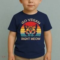 Go Vegan Right Meow Funny Cat Vegan Toddler T-Shirt thumb 2
