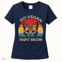 Go Vegan Right Meow Funny Cat Vegan Women's T-Shirt thumb 0