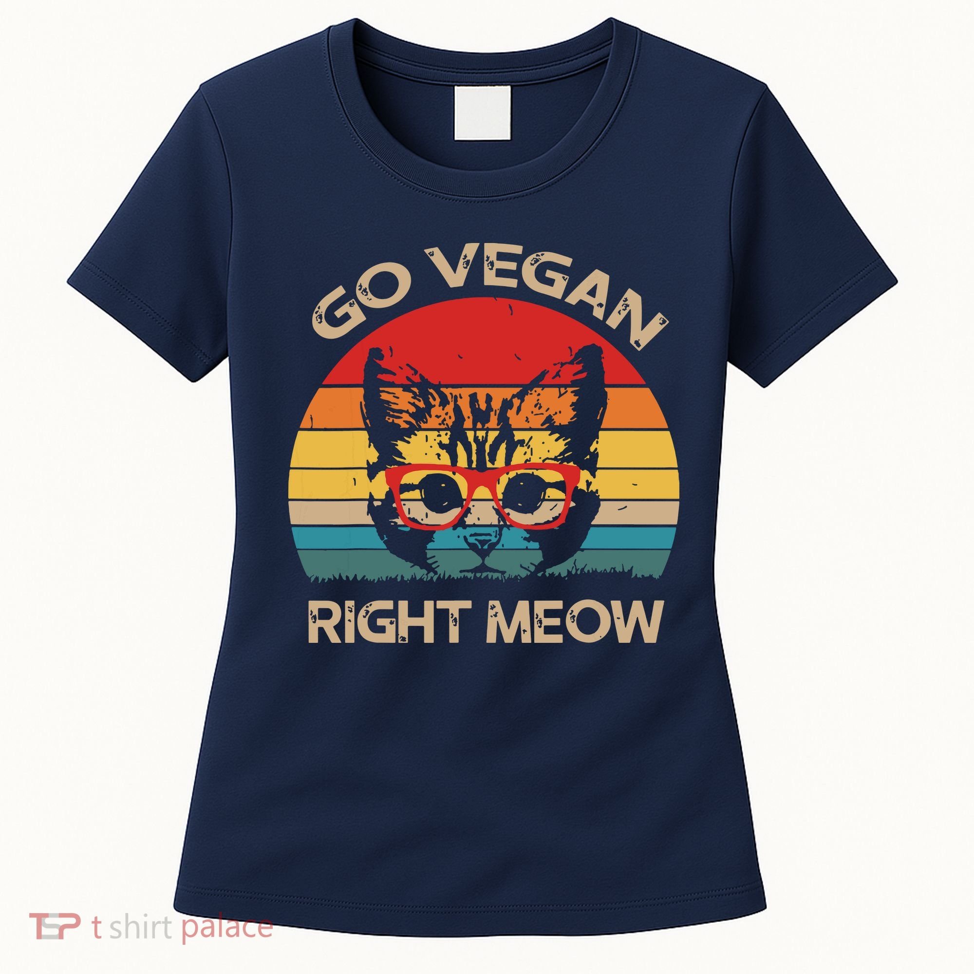 Go Vegan Right Meow Funny Cat Vegan Women's T-Shirt