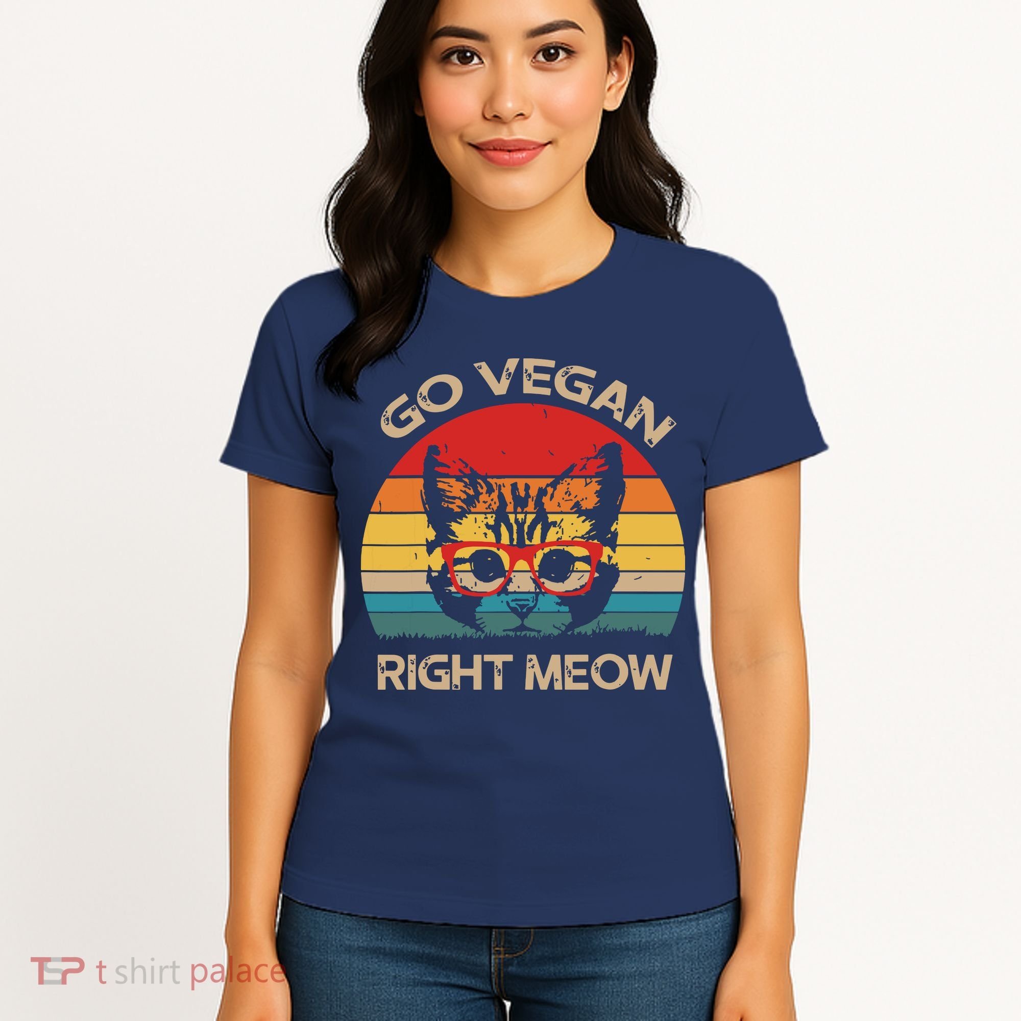 Go Vegan Right Meow Funny Cat Vegan Women's T-Shirt